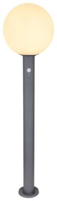 Lampione da giardino con sensore di movimento, Sfera H 100 cm, grigio, IP44 GLOBO