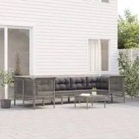 Set Divani da Giardino 8 pz con Cuscini in Polyrattan Grigio 3187479