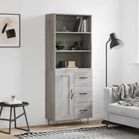 Credenza Grigio Sonoma 69,5x34x180 cm in Legno Multistrato 3190019