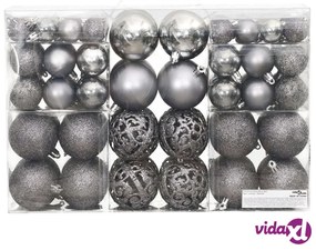 vidaXL Palline di Natale 100 pz Grigie 3 / 4 / 6 cm