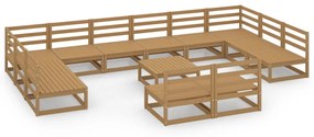 Set Divani da Giardino 13 pz in Legno Massello di Pino