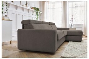 Divano angolare grigio/marrone allungabile (con composizione variabile) con rivestimento in velluto a coste Monaco – Bobochic Paris