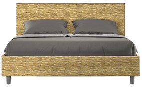 Letto matrimoniale con rete imbottito 160x200 tessuto Aragona 3 giallo Adele