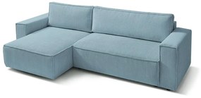 Divano letto a coste blu chiaro ad angolo variabile Nihad - Bobochic Paris