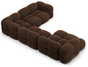 Divano angolare marrone scuro (con penisola a destra/a U) con rivestimento in velluto Loretto – Cosmopolitan Design