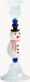 Portacandele in vetro borosilicato fatto a mano Merry Snowman