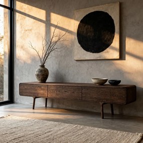 Mobile TV marrone in rovere massiccio 220x45x45 cm Fawn – Gazzda