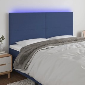 Testiera A Led Blu 160x5x118/128 Cm İn Tessuto /