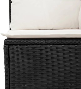 Set divani da giardino 11 pz con cuscini in polyrattan nero