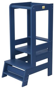 Torre di apprendimento blu in pino massiccio Montessori – Meowbaby