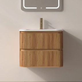 Mobile bagno 60 cannettato con lavabo incasso ceramica | KAM-NORTH-60C - KAMALU