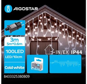 Aigostar - Catena LED natalizia da esterno 100xLED/8 funzioni 8x0,6m IP44 bianco freddo