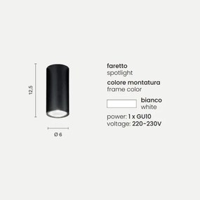 Lampada faretto da interno FILO in alluminio verniciato 6x12 cm Bianco