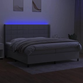 Letto a molle materasso e led grigio chiaro 200x200 cm tessuto