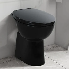 Wc Sospeso Con Design Senza Bordi 7 Cm Più Alto Ceramica Nera /