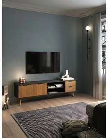 Tavolo TV in pino nero/naturale 180x53 cm Lavis - Marckeric