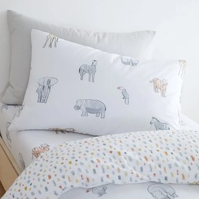 Biancheria da letto in cotone per bambini 200x135 cm Zoo Animals - Bianca