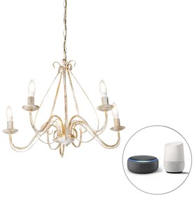 Lampadario intelligente bianco 5 luci incl. Wifi B35 - Giuseppe