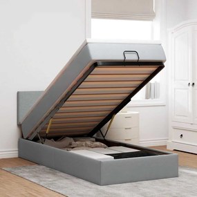 Pouf Letto Con Materasso E Led Grigio Chiaro 90x200 Cm Tessuto /
