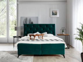 Letto matrimoniale boxspring Coimbra - 160 x 200 cm , Tessuto verde