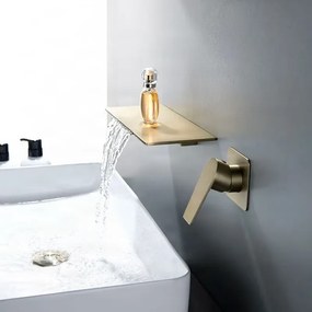 Rubinetto da parete per lavabo ELITE EDITION BSW1722 con LED e getto a cascata, in più finiture tra cui oro spazzolato e nero opaco — Nero