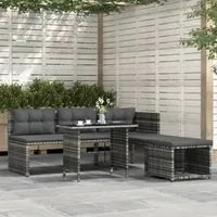 Set da Pranzo da Giardino 4 pz con Cuscini in Polyrattan Grigio 311914