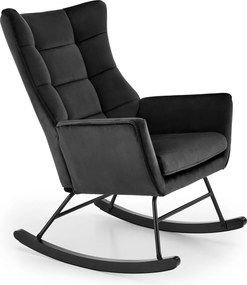 Sedia a dondolo Bazalto in velluto nero – 70x90x92 cm