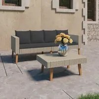 Set Divani da Giardino 2 pz con Cuscini in Polyrattan Beige 3059330