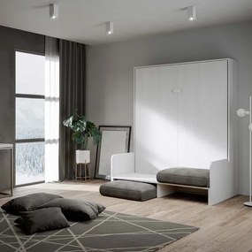 Letto matrimoniale a scomparsa 160 cm Bianco Frassino KENTARO SOFŔ