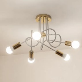 Plafoniera OXFORD 5xE27/15W/230V oro/bianco