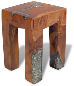 Sgabello in legno massello di teak e resina