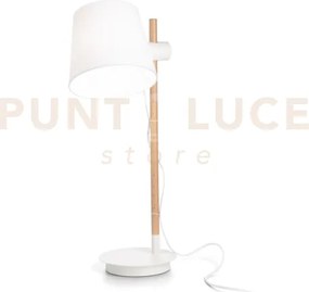 Axel lampada da tavolo in metallo legno e tessuto 1 luce attacco e2...