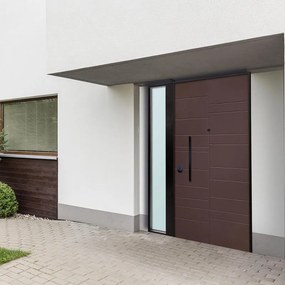 Porta blindata MASTER Halo con doppio vetro L 80 x H 210 cm in PVC bianco, apertura spingere a destra, falso telaio incluso
