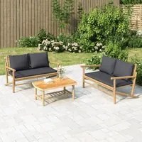 Set Salotto da Giardino 2pz con Cuscini Grigio Scuro Bamb 363465