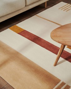 Kave Home - Tappeto Cambrils 100% in lana beige e marrone 160 x 230 cm
