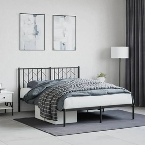 Giroletto Con Testiera İn Metallo Nero 140x190 Cm /