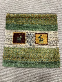 Gabbeh Tappeto 40 x 40 Verde (Iran) Annodato A Mano