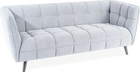 Divano Castello Velvet 3 posti in velluto grigio chiaro Bluvel 03 e struttura in legno wenge – 200x85x78 cm
