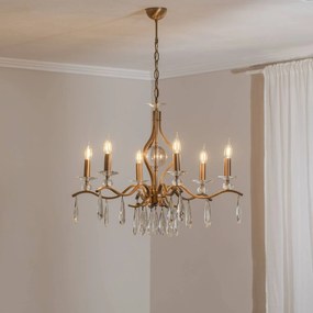 Lampadario di cristallo Elizabeth Avonni, dimmerabile, Bronzo / Ottone antico, Soggiorno / Sala da pranzo, Metallo, Lampadario di cristallo