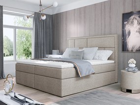 Letto matrimoniale boxspring Cardiff - 160 x 200 cm , Tessuto sabbia grezzo