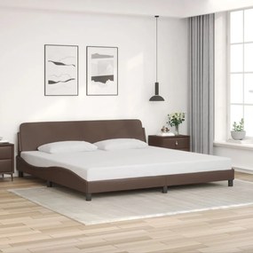 Giroletto Con Testiera Marrone 200x200 Cm İn Similpelle /
