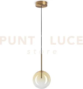 Equinoxe sospensione in vetro ambra e ottone antico 1 luce attacco ...