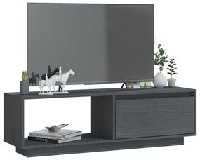 Mobile porta tv grigio 110x30x33,5 cm in legno massello di pino