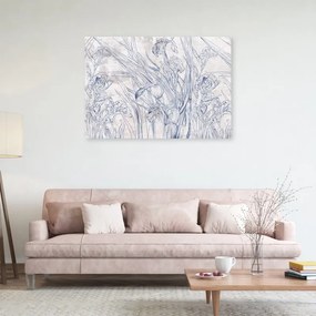 Quadro su tela, Contorni blu di fiori  Dimensioni 60x40