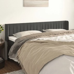 Testiera Ad Orecchio Grigio Scuro 203x16x78/88 Cm İn Velluto /
