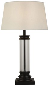 Lampada Scrivania Contemporanea Pedestal Acciaio Nero Vetro Bianco 1 Luce E27