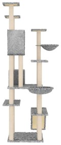 Albero per gatti con tiragraffi in sisal grigio chiaro 191 cm