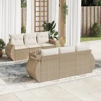 Set Divani da Giardino 7 pz con Cuscini Beige in Polyrattan 3221107