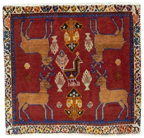 Shiraz Tappeto 60x60 Rosso (Iran) Annodato A Mano