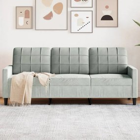 Divano A 3 Posti Grigio Chiaro 180 Cm İn Velluto /